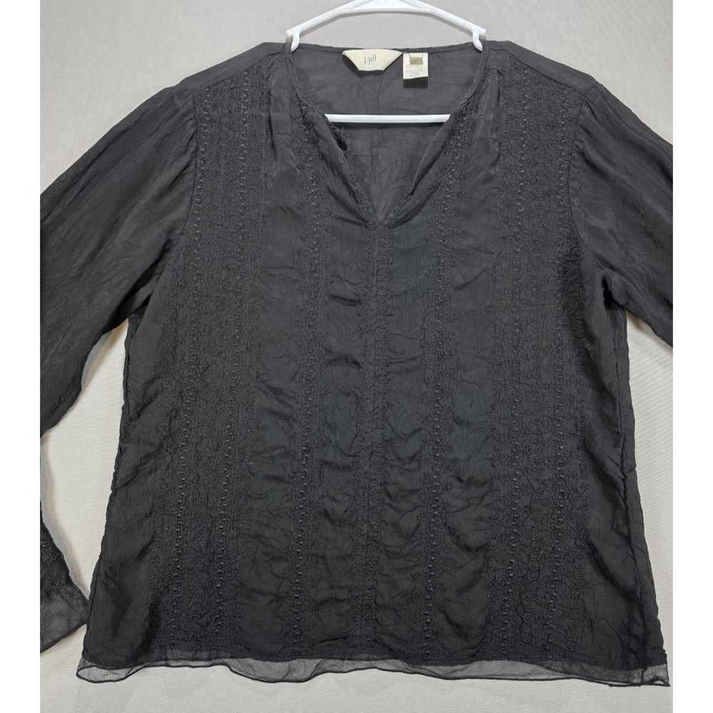 Womens Top Black Small Embroidered Dark Romantic Witchy Grunge J Jill Date Night